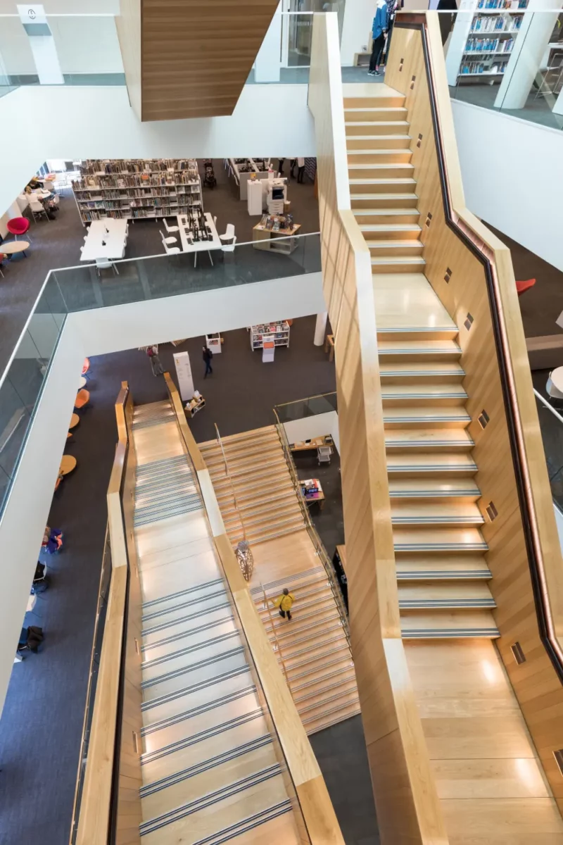 Birdseye of Turanga Library Staircase showcasing Tredsafe stair nosing